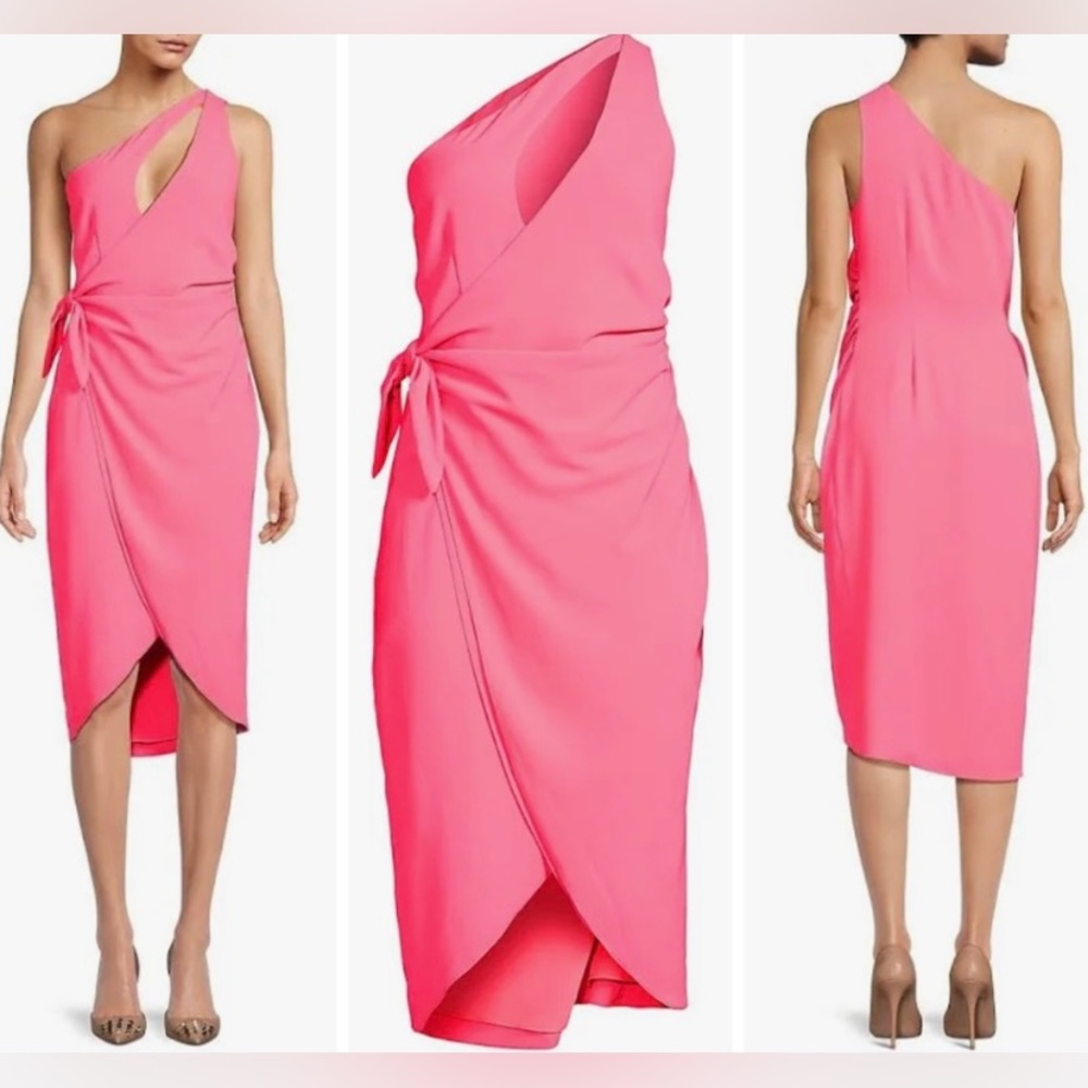 NWT Amanda Uprichard Conetta Shoulder Wrap Dress, pink small barbiecore (bin E)